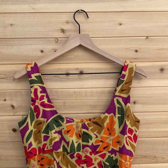 NWT Vintage Talbots Size 6 Linen Rayon Blend Floral Tank Dress Deadstock - Picture 7 of 14